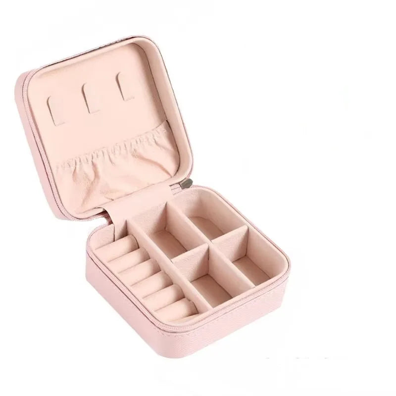 Portable Mini PU Leather Jewelry Box Velvet Lined Travel Case for Ring Earring Necklace Storage Organizer